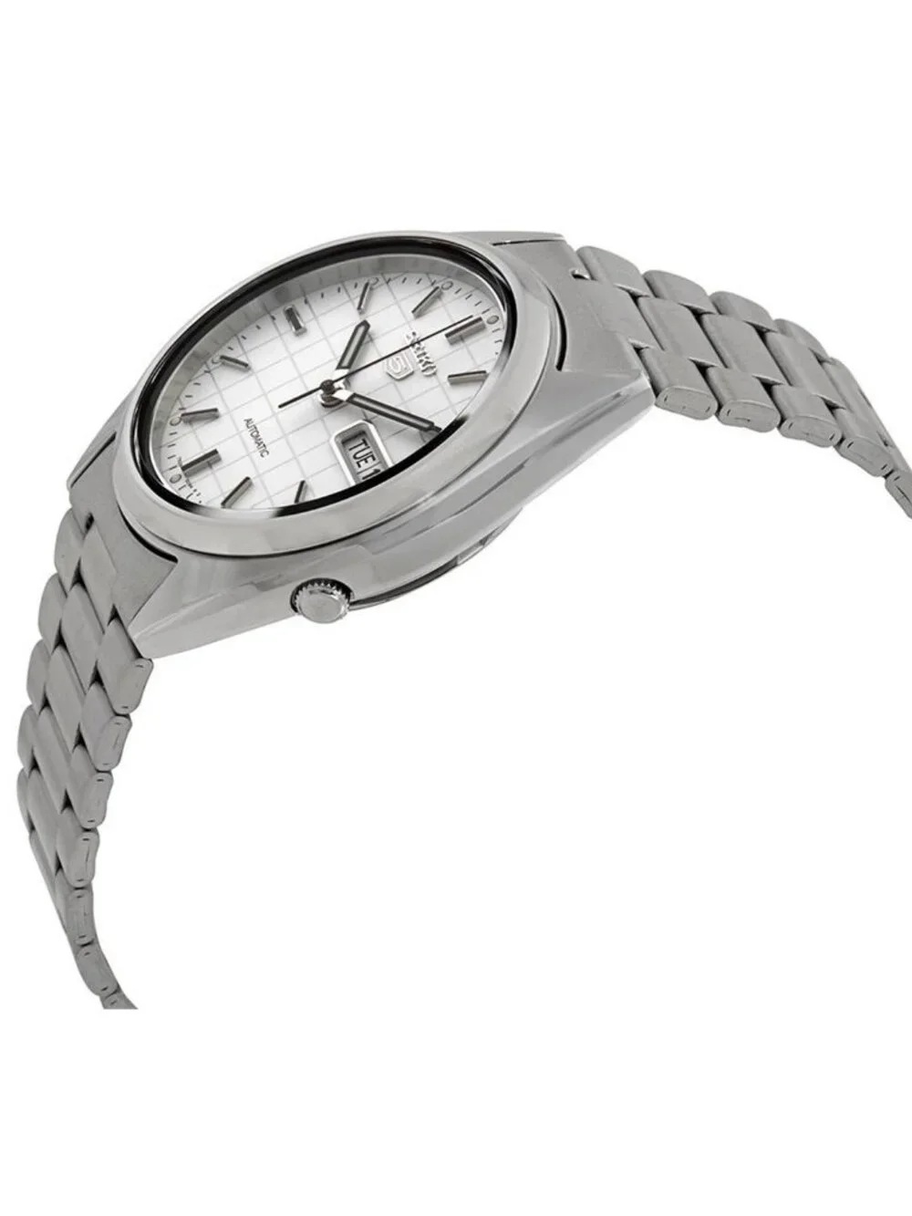 NWT Seiko Series 5 Automatic White Grid Dial Men's Watch